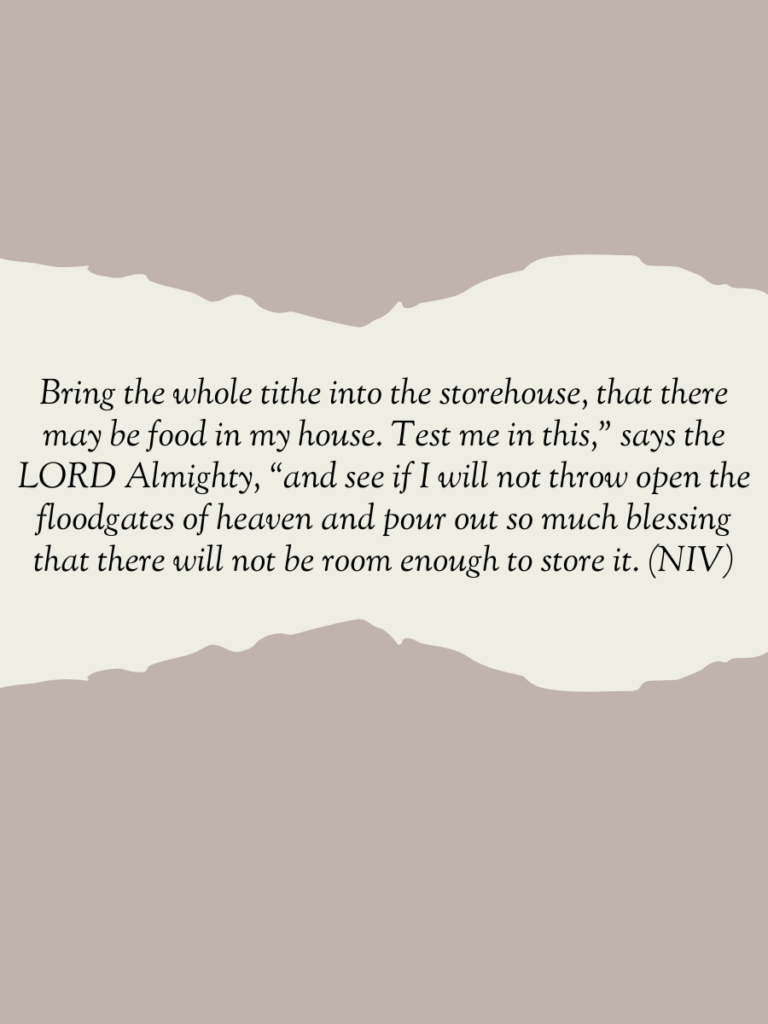 Visual of scripture Malachi 3:10 (NIV)