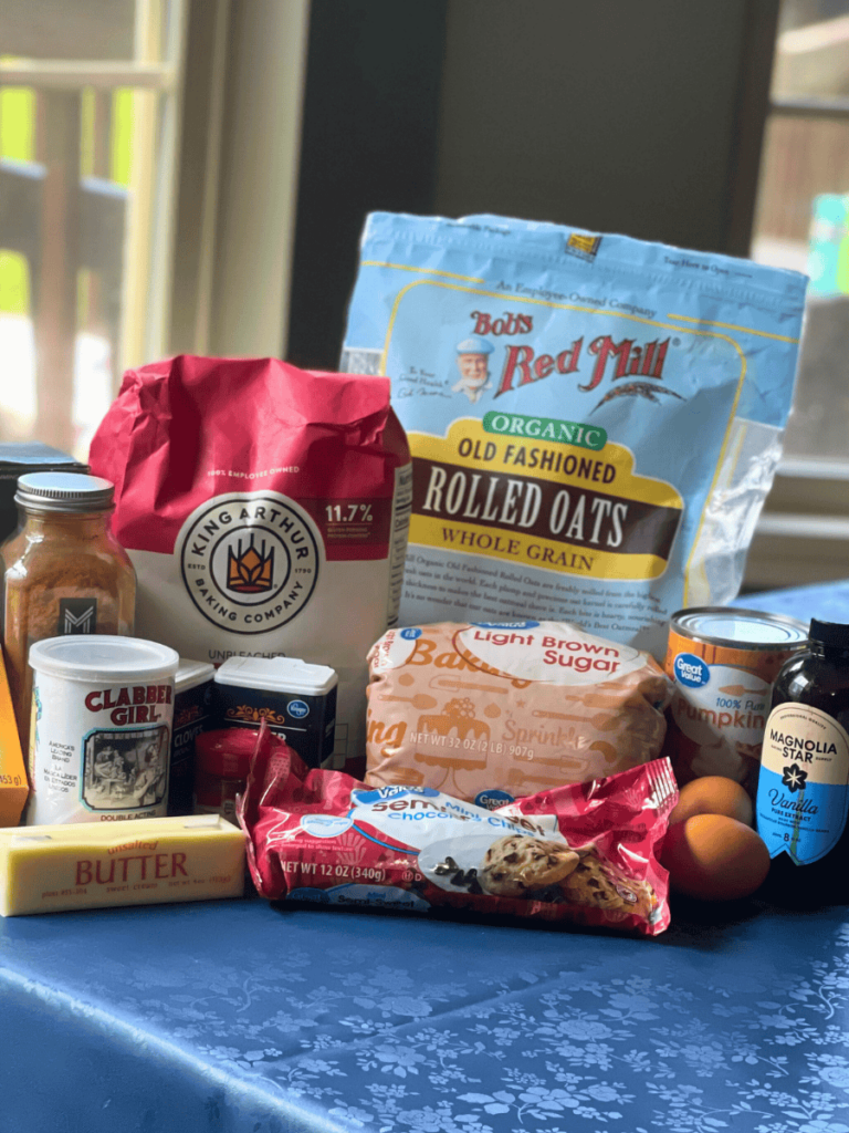 ingredients for oatmeal pumpkin chocolate chip cookies