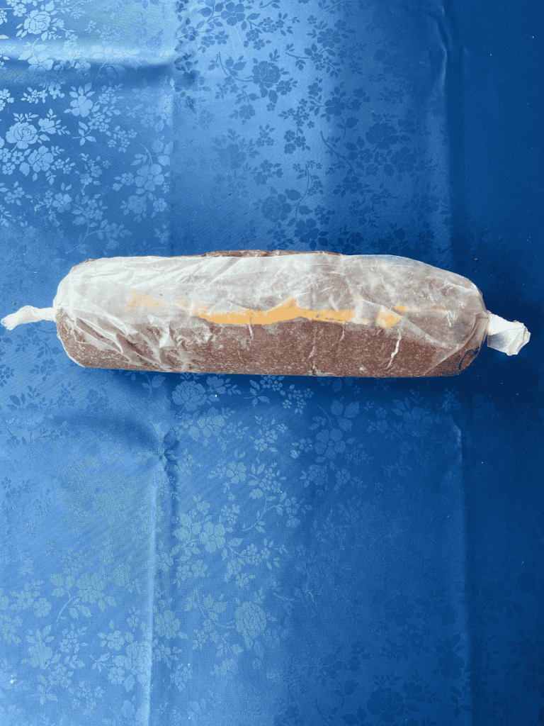 peanut butter brownie swirl cookie dough rolled in wax paper