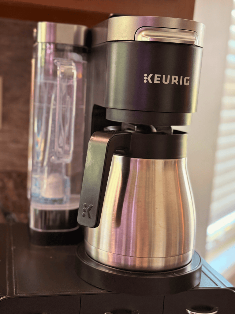 front shot of keurig coffee pot