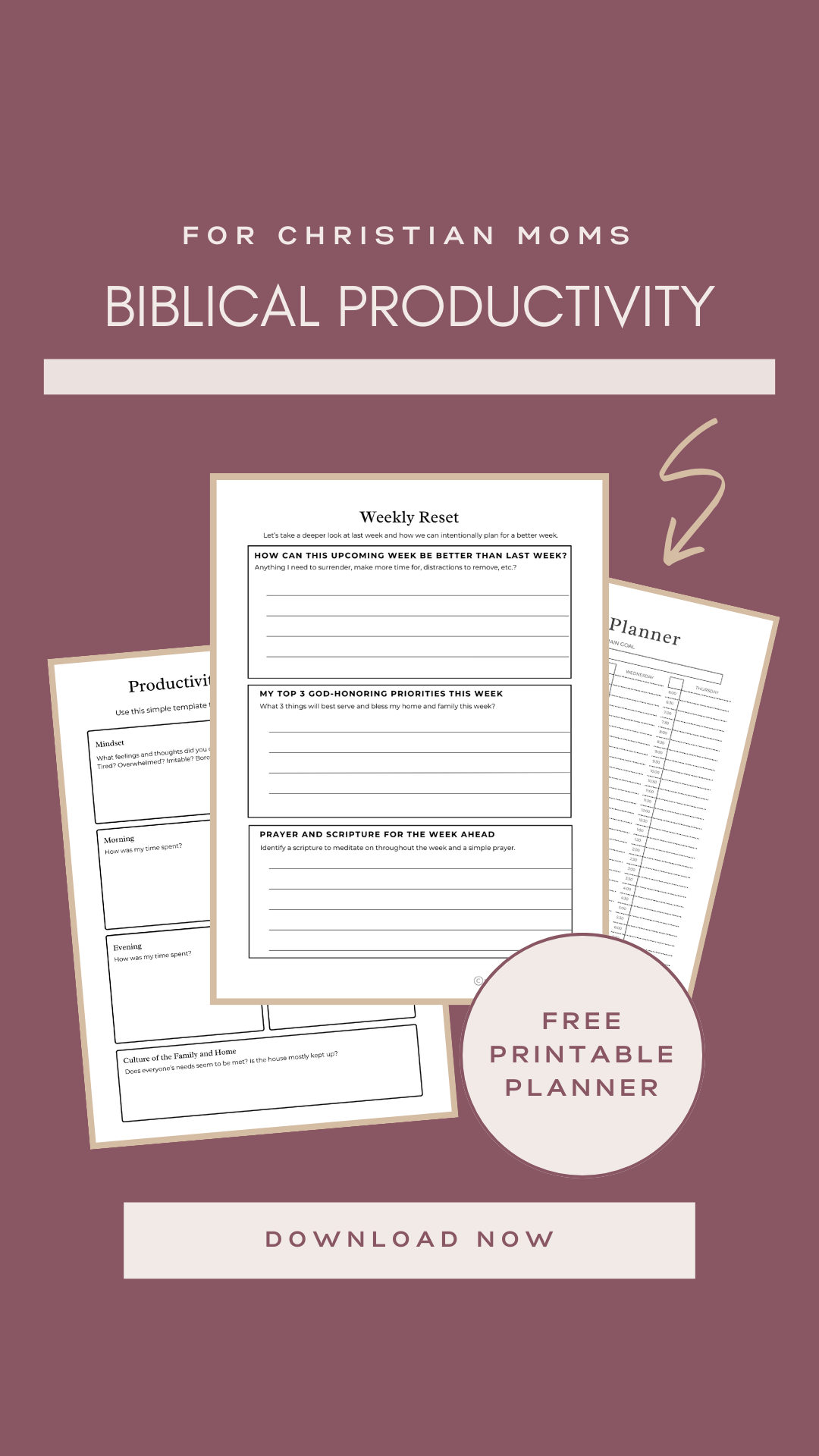 preview of biblical productivity planner pages